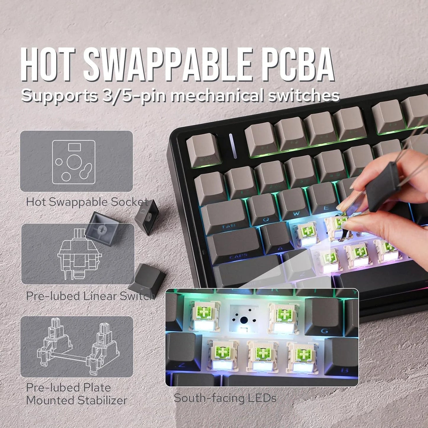 AULA F75Pro Wireless Gaming Mechanical Keyboard