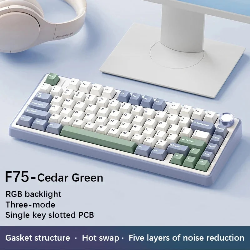 AULA F75 2.4G Wireless/Bluetooth/Wired Gaming Mechanical Keyboard